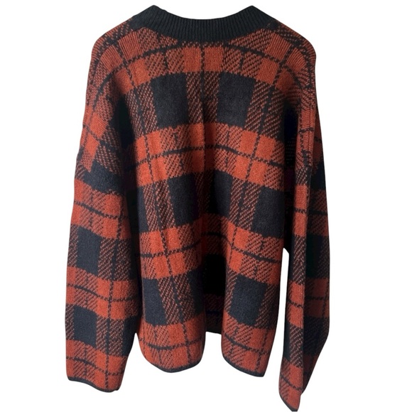 NWT Rails Colleen Rust Black Plaid Oversized V-Neck Sweater Size XL Reg. $268 - Picture 3 of 10